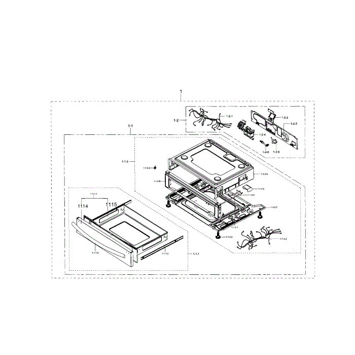 Drawer Assembly Diagram and Parts List for NX58H9950WS AA-00 Samsung Range