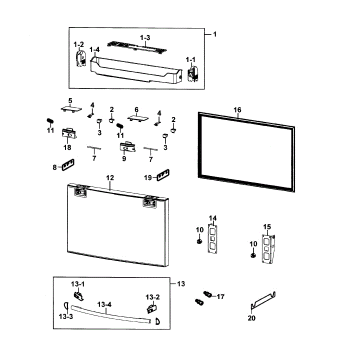 Freezer Door Diagram and Parts List for RF4289HARS XAA-00 Samsung Refrigerator