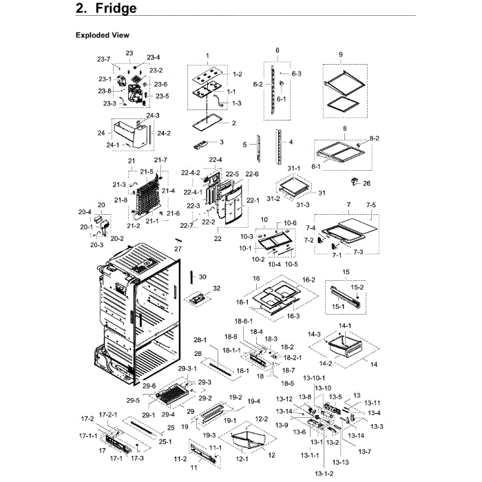 Fridge Diagram and Parts List for RF28HDEDPWW AA-00 Samsung Refrigerator