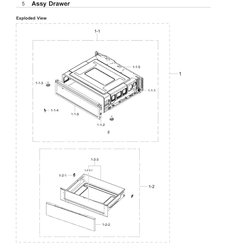 Drawer Diagram and Parts List for NE59J3420SW AA-0007 Samsung Range