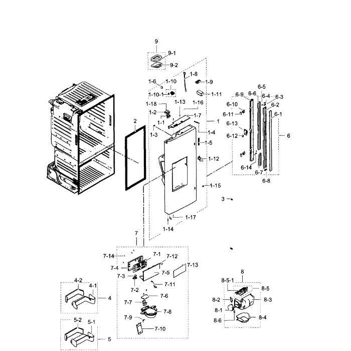 Fridge Door L Diagram and Parts List for RF263TEAEBC AA-02 Samsung Refrigerator