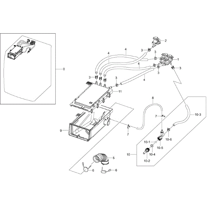 Housing Drawer Diagram and Parts List for WF457ARGSGR A2-00 Samsung Washer