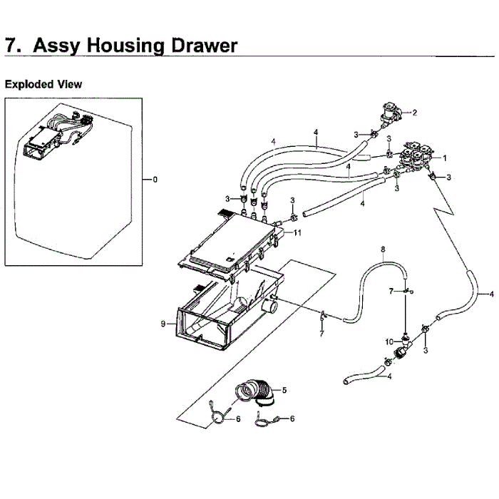 Housing-Drawer Diagram and Parts List for WF50K7500AV A2-11 Samsung Washer