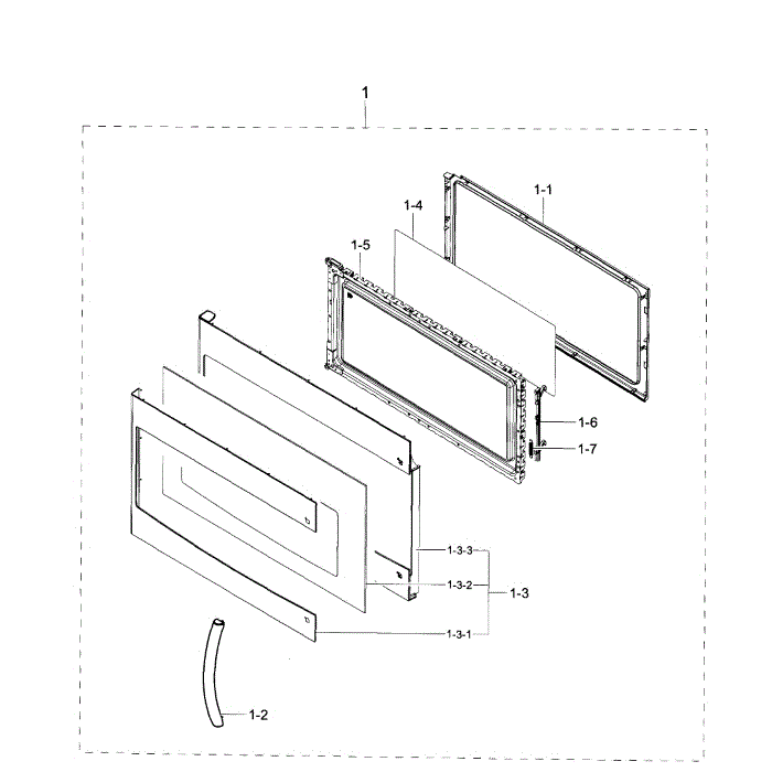 Door Assembly Diagram and Parts List for SMH1926S XAA-00 Samsung Microwave