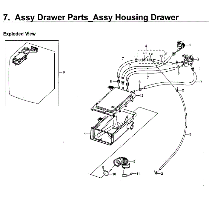 Housing-Drawer Diagram and Parts List for WF45M5100AW A5-11 Samsung Washer