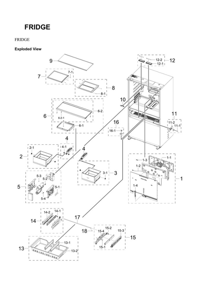 Refrigerator Diagram and Parts List for RF23BB8900AW AA-00 Samsung Refrigerator