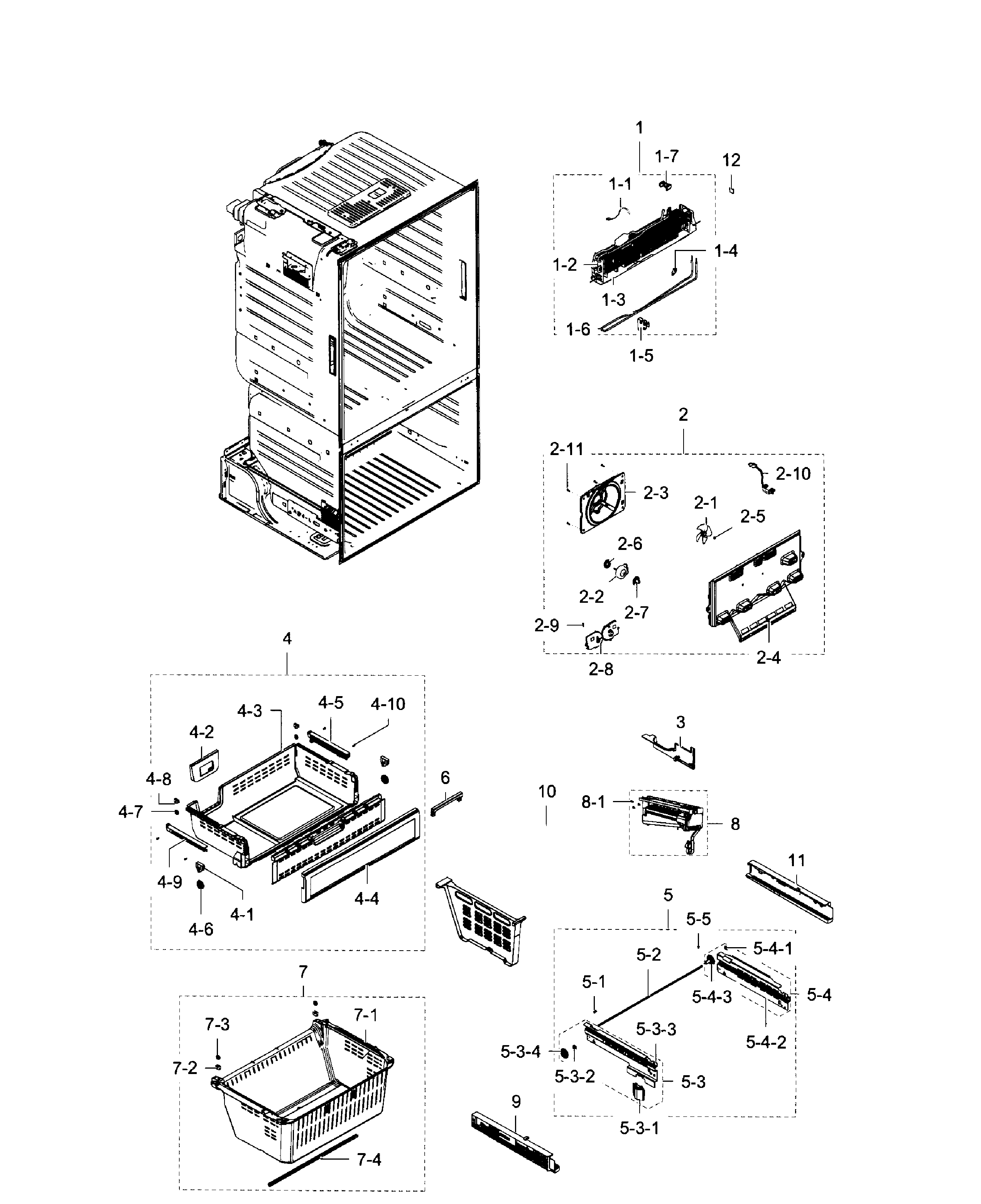 Freezer Diagram and Parts List for RF28HFEDBSR AA-0009 Samsung Refrigerator
