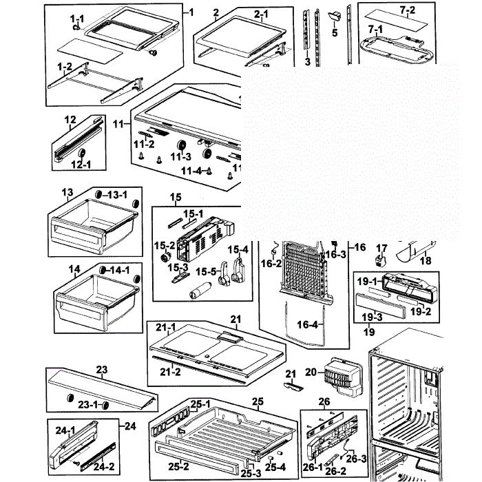 Refrigerator Diagram and Parts List for RFG293HABP XAA-00 Samsung Refrigerator