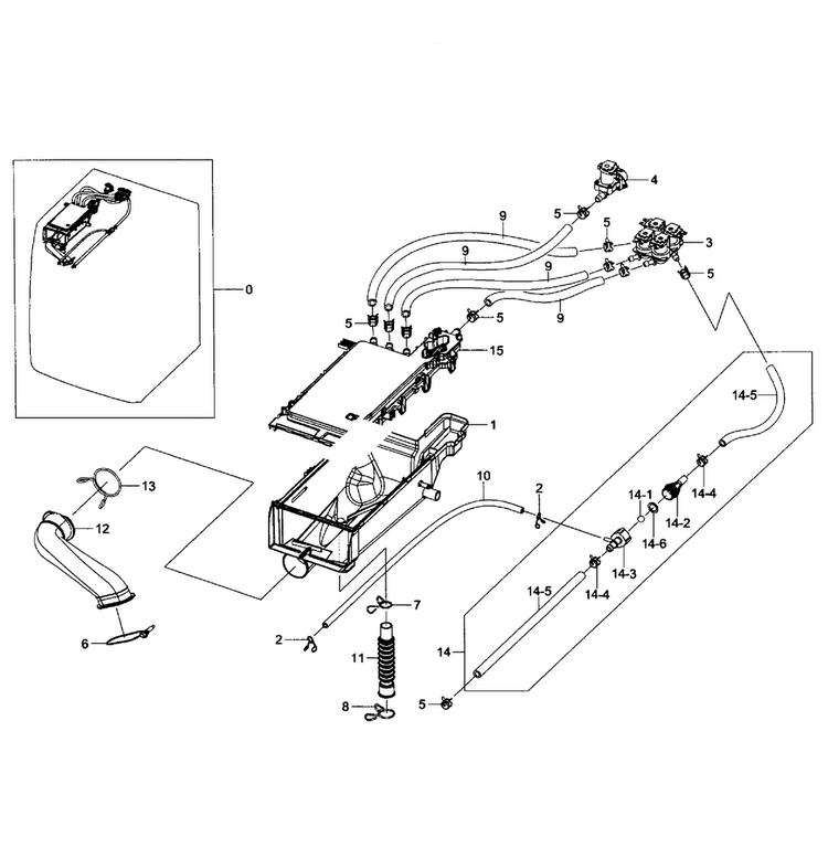Drawer Housing Diagram and Parts List for WF405ATPASU AA-0001 Samsung Washer
