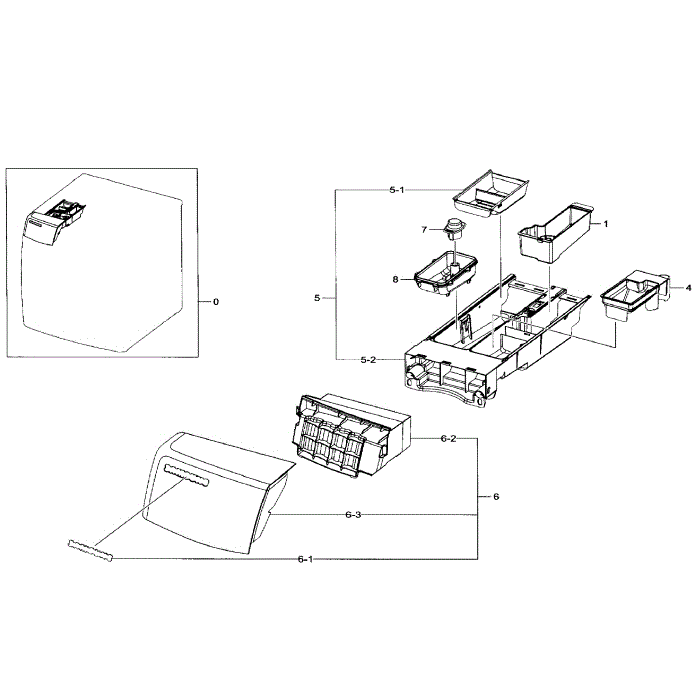 Drawer Diagram and Parts List for WF511ABW XAA-00 Samsung Washer