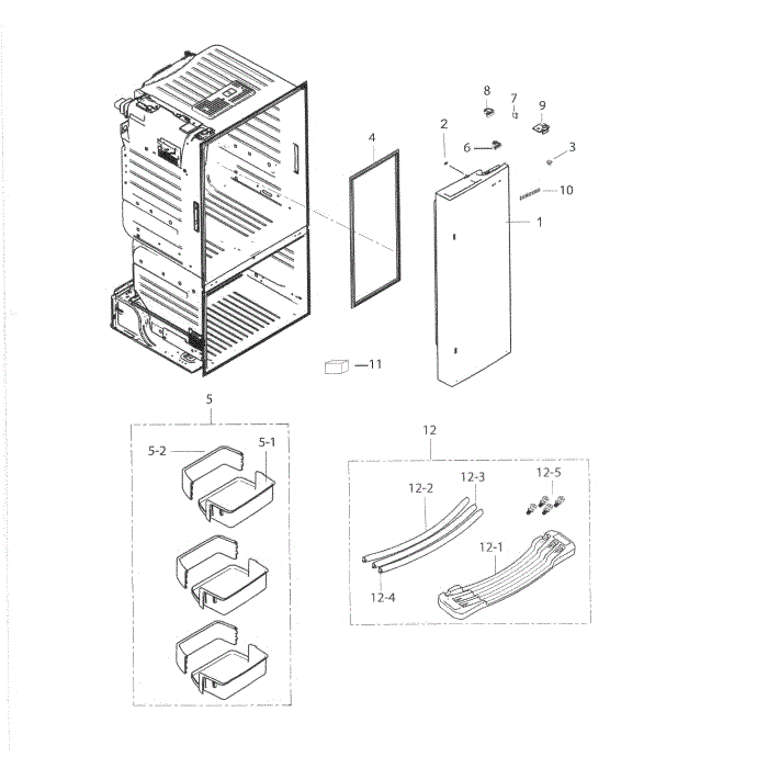 Fridge Door R Diagram and Parts List for RF263TEAEBC AA-03 Samsung Refrigerator