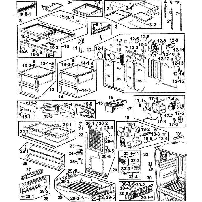 Refrigerator Diagram and Parts List for RF267AEWP XAA-00 Samsung Refrigerator