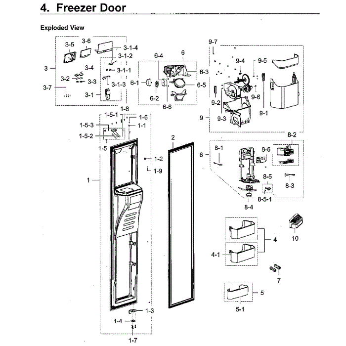 Left Door Diagram and Parts List for RH22H9010SR AA-08 Samsung Refrigerator