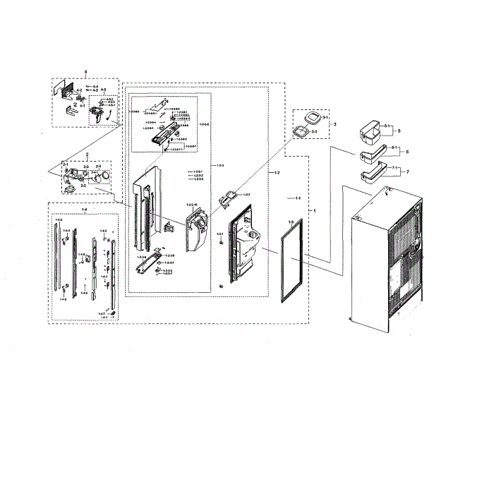 Left Fridge Door Diagram and Parts List for RF22N9781SR AA-00 Samsung Refrigerator