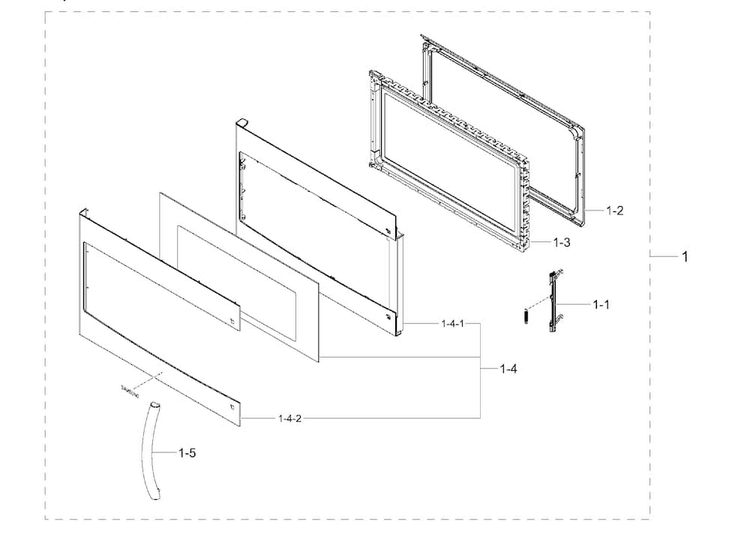 Door Assy Diagram and Parts List for MC17F808KDT AA-0000 Samsung Microwave