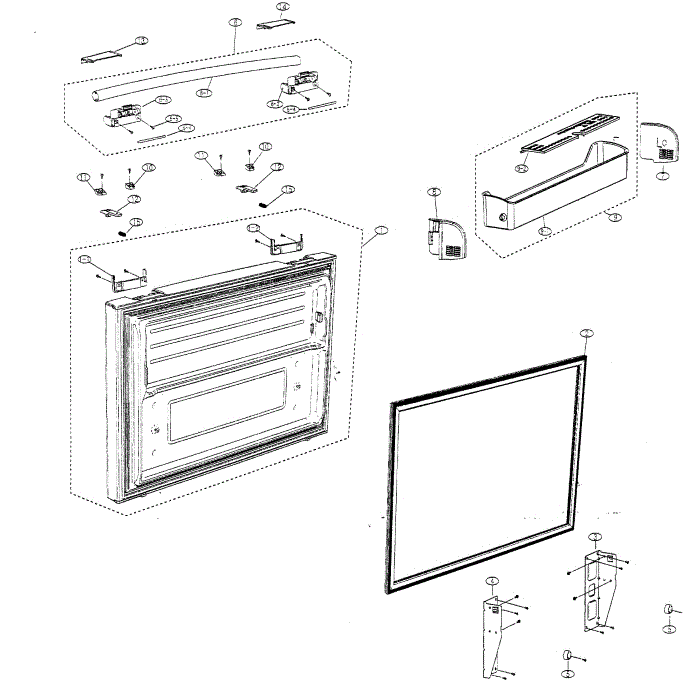 Freezer Door Diagram and Parts List for RF266ABRS XAA-00 Samsung Refrigerator