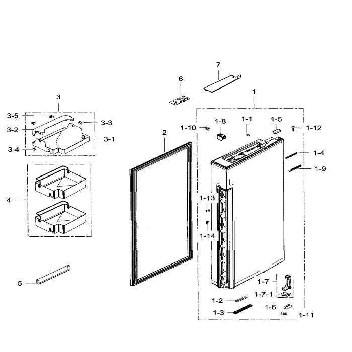 Fridge Door Right Diagram and Parts List for RF34H9960S4 AA-03 Samsung Refrigerator