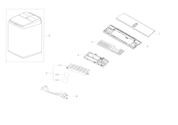 Control Panel Diagram and Parts List for WA50K8600AW A2-0000 Samsung Washer