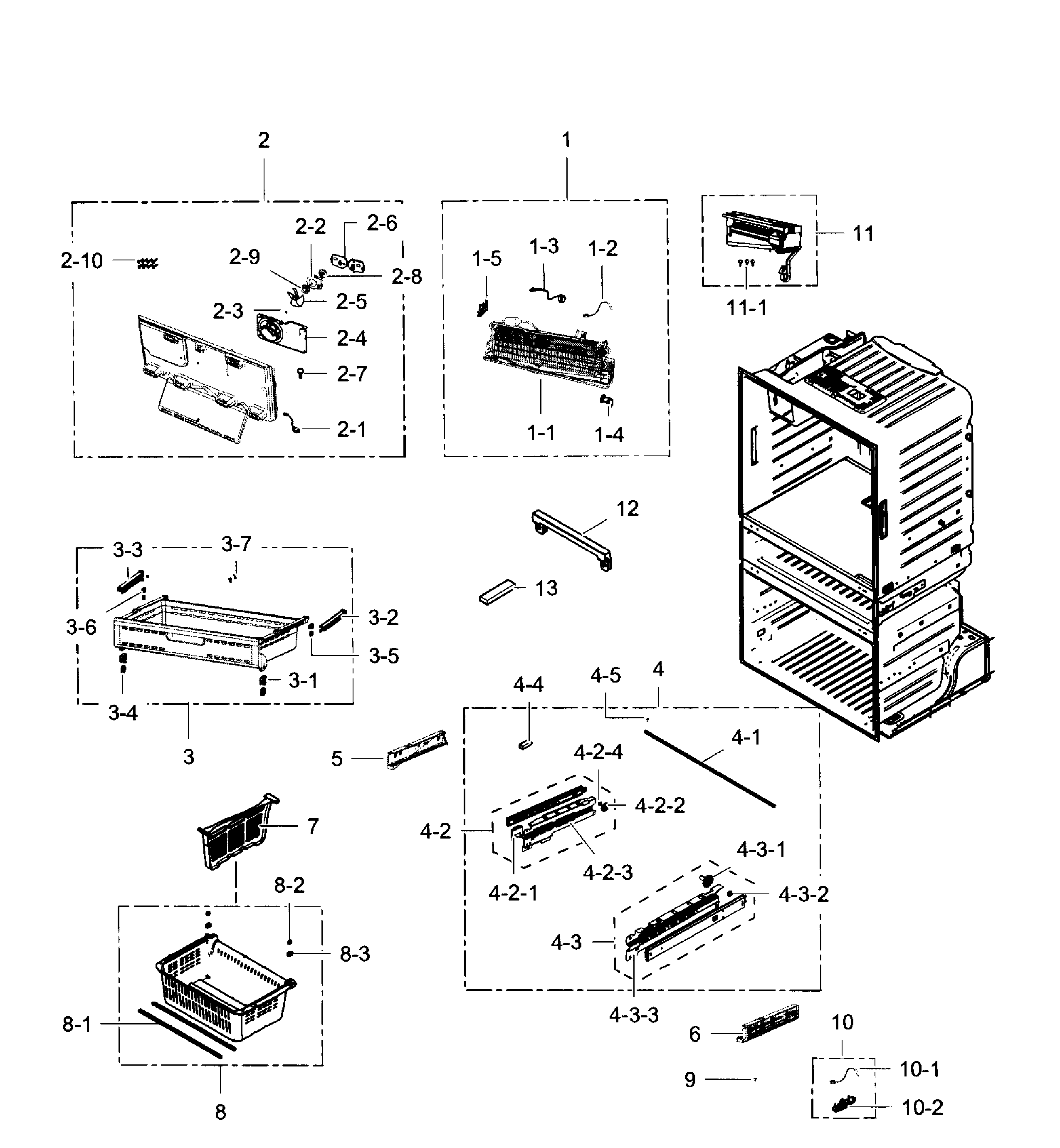 Freezer Diagram and Parts List for RF28JBEDBSG AA-0004 Samsung Refrigerator