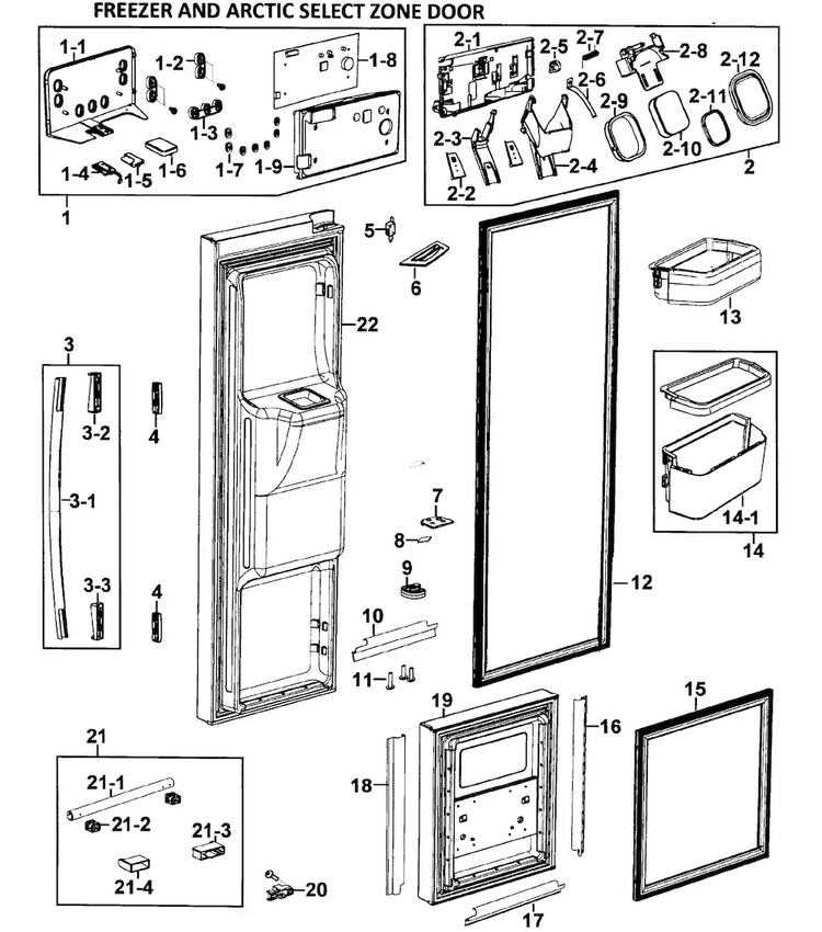 Left Doors Diagram and Parts List for RM257ACRS XAA-0000 Samsung Refrigerator