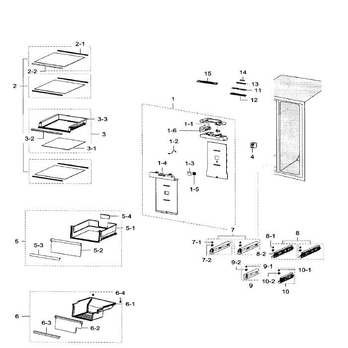 Fridge Diagram and Parts List for RH29H9000SR AA-04 Samsung Refrigerator
