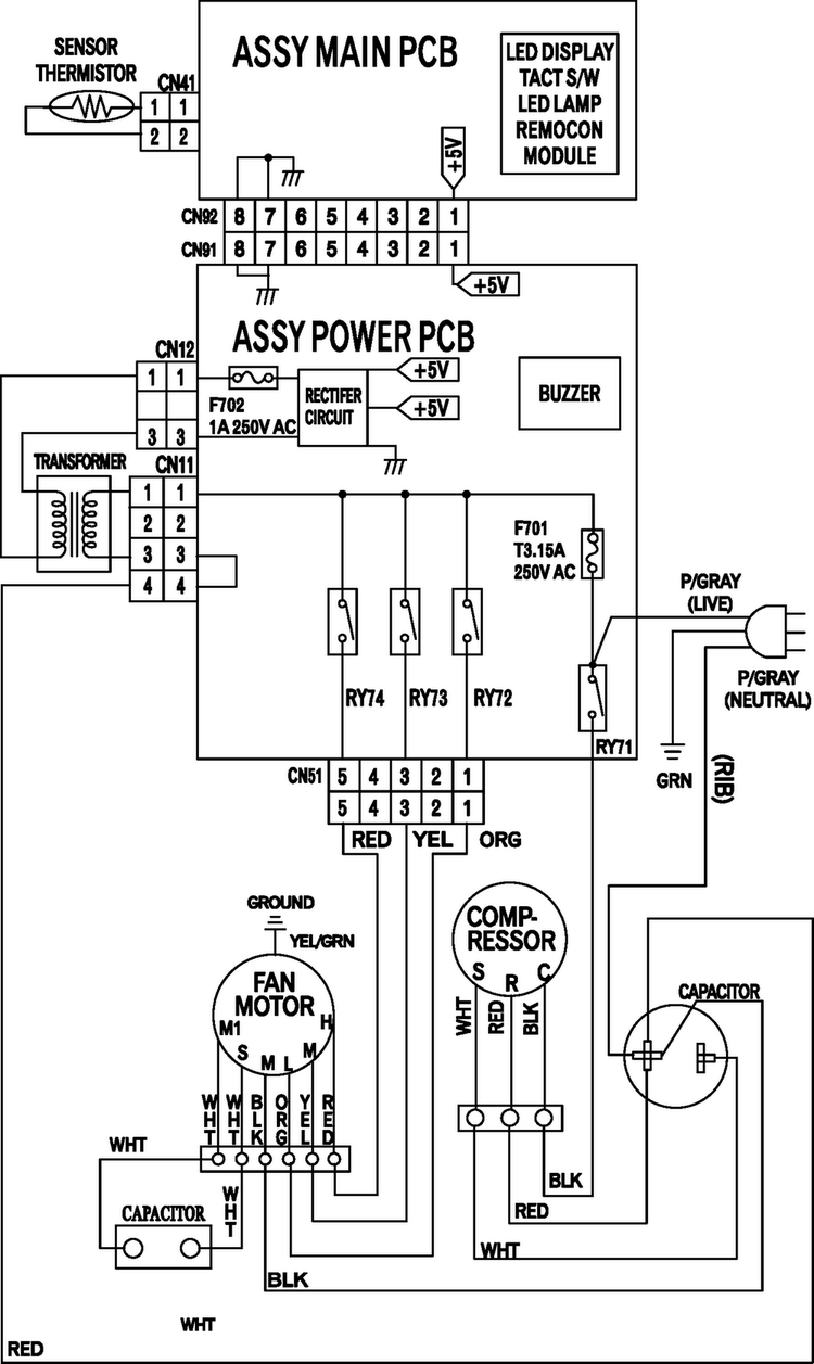 Wiring Information Diagram and Parts List for AW1891L XAA Samsung Air Conditioner