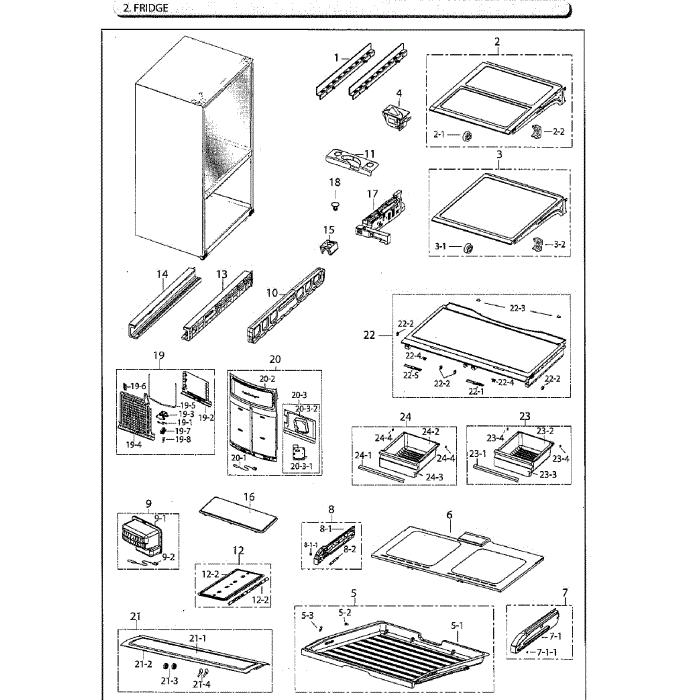 Fridge Diagram and Parts List for RF260BEAESG AA-01 Samsung Refrigerator