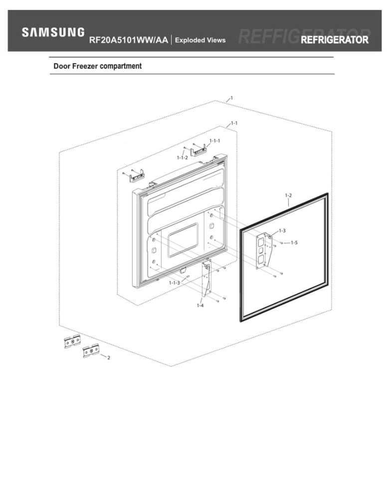 Freezer Door Compartment Diagram and Parts List for RF20A5101WW AA-00 Samsung Refrigerator