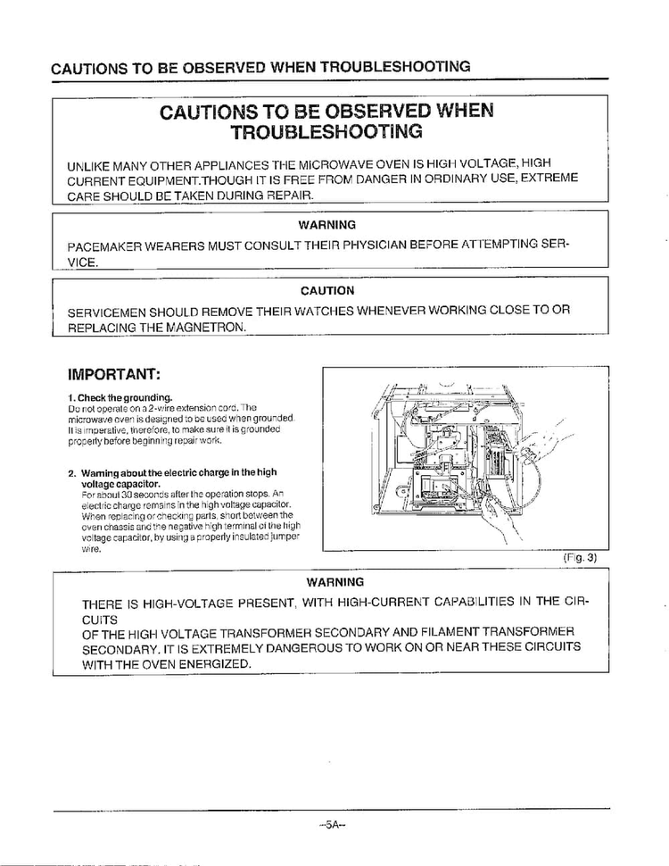 Cautions Observed/troubleshooting Diagram and Parts List for MW2030U XAA Samsung Microwave
