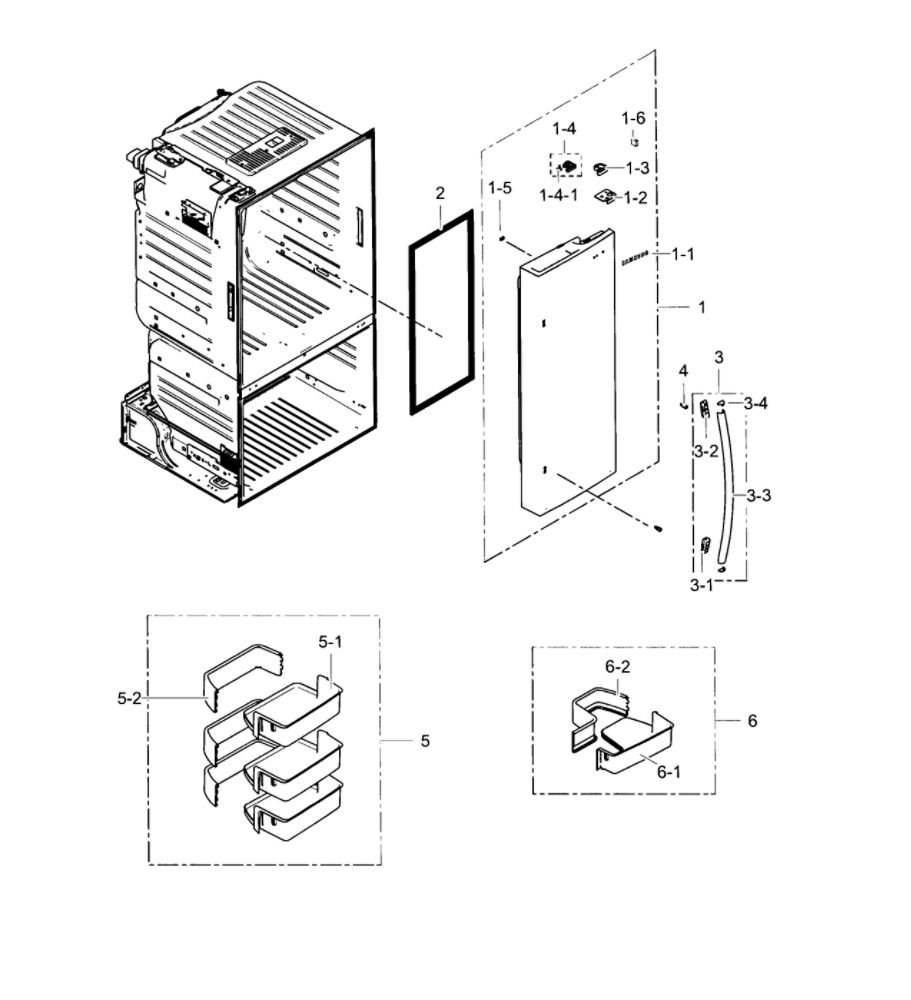 Frdige Door R Diagram and Parts List for RF28HFEDTSR AA-01 Samsung Refrigerator