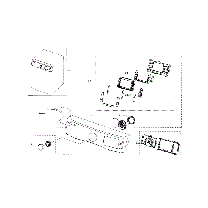 Control Panel Diagram and Parts List for DV433GTGJWR A1-00 Samsung Dryer