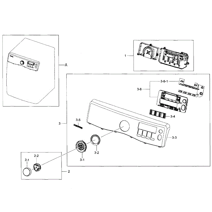 Control Panel Diagram and Parts List for DV405GTPAWR AA-00 Samsung Dryer