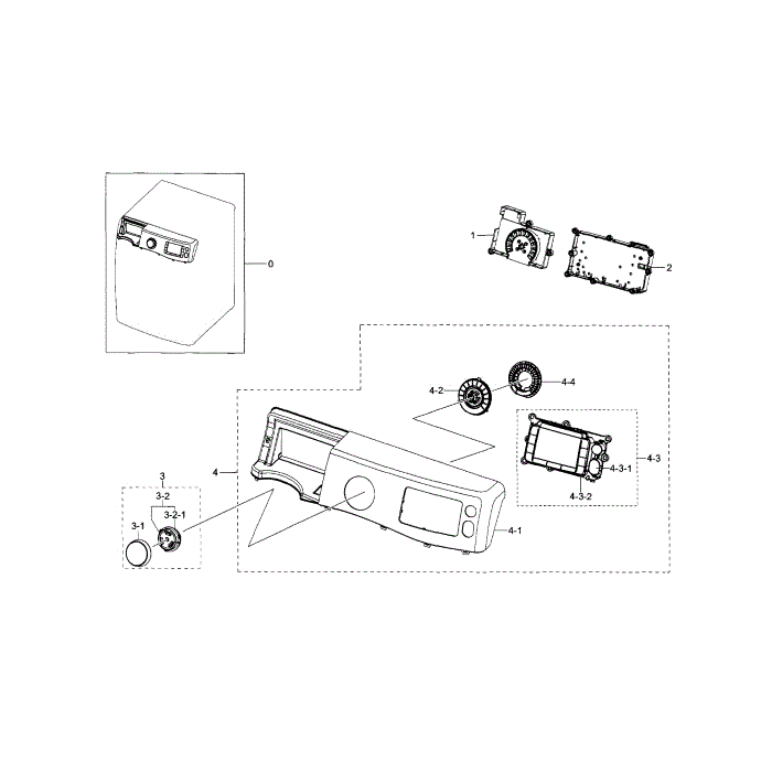 Control Panel Diagram and Parts List for WF433BTGJWR A1-00 Samsung Washer