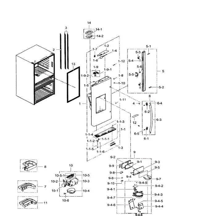 Fridge Door Lt Diagram and Parts List for RF24FSEDBSR AA-09 Samsung Refrigerator