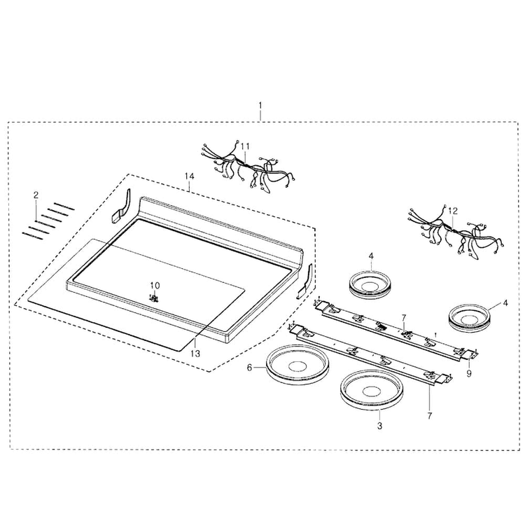 Cook Top Diagram and Parts List for FER300SX XAA-0001 Samsung Range
