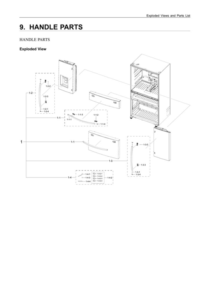 Handle Parts Diagram and Parts List for RF24R7201SR AA-06 Samsung Refrigerator