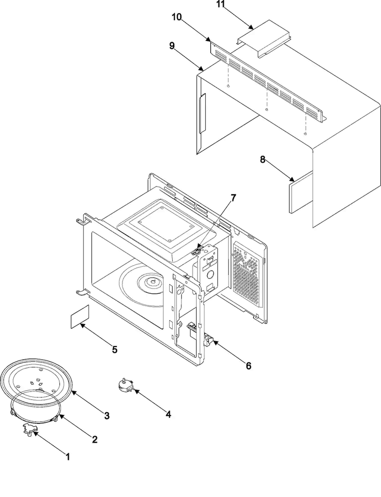 Body/cavity/elements Diagram and Parts List for MR1032BB XAA Samsung Microwave