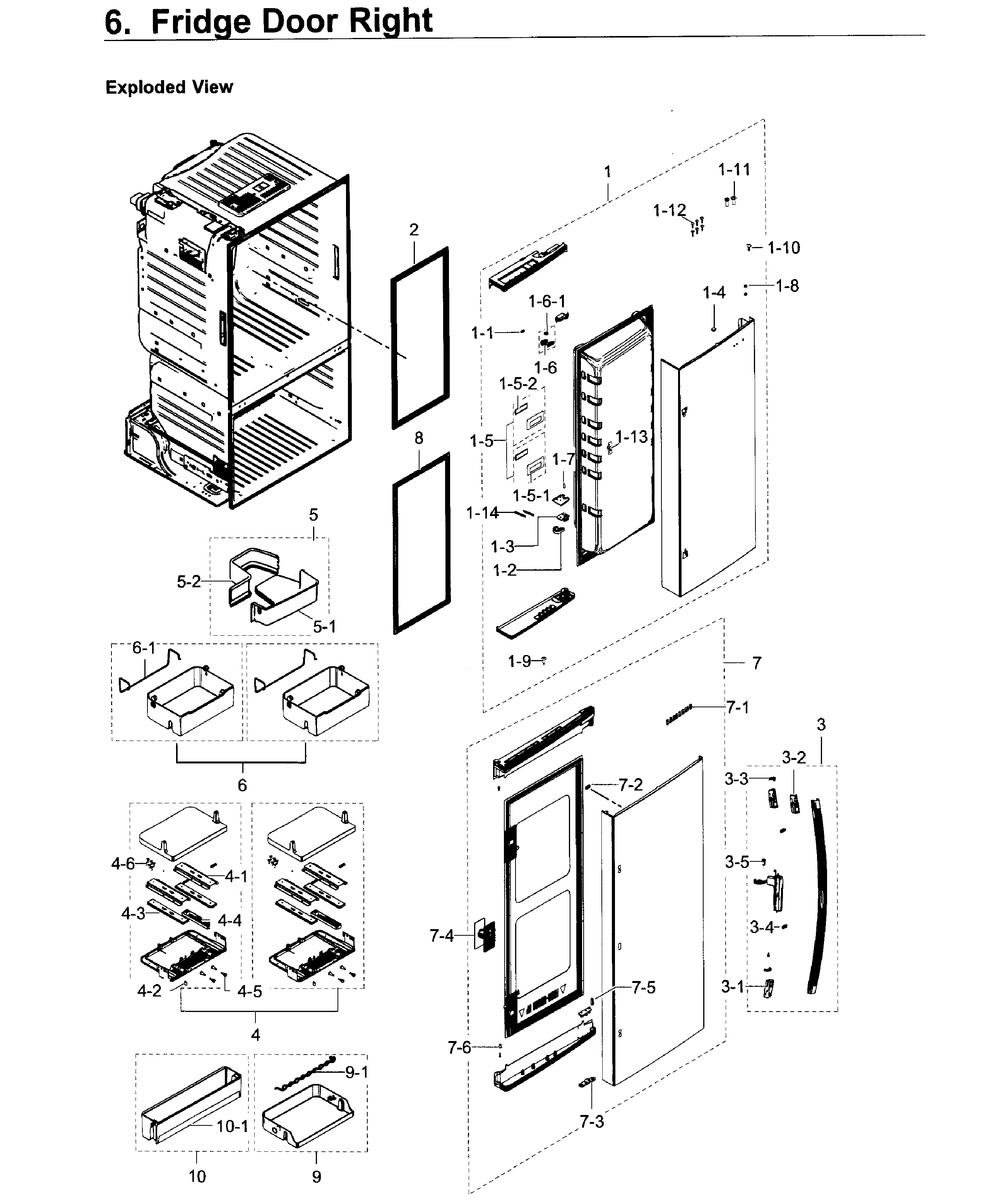 Fridge Door R Diagram and Parts List for RF28HDEDPWW AA-0005 Samsung Refrigerator