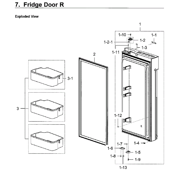 Fridge Door Rt Diagram and Parts List for RF28K9070SG AA-02 Samsung Refrigerator