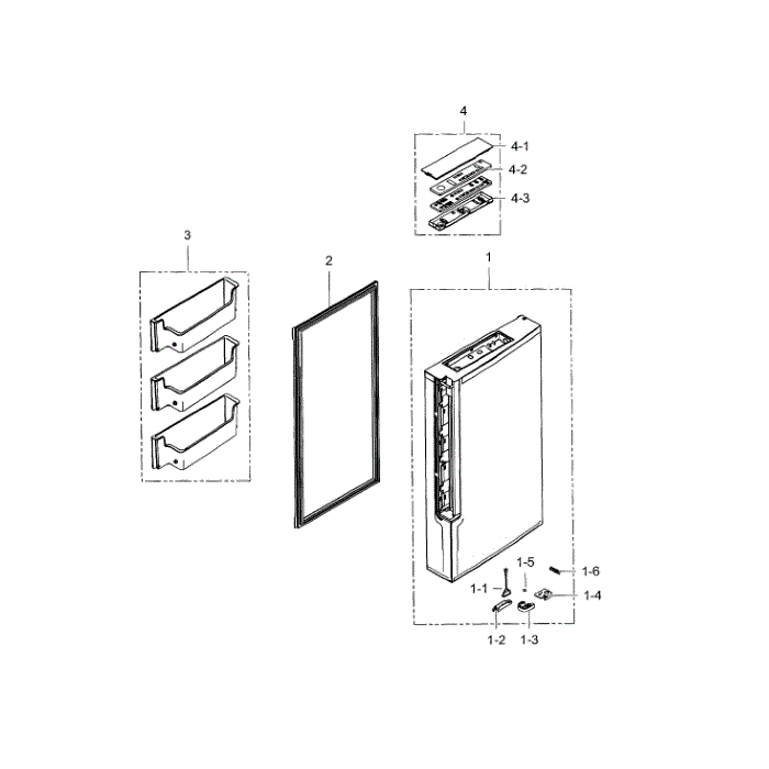 Door R-Freezer Diagram and Parts List for RF34H9960S4 AA-00 Samsung Refrigerator