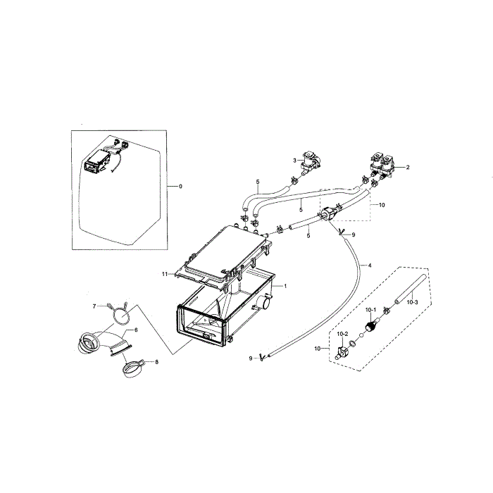 Housing Drawer Diagram and Parts List for WF210ANW XAA-01 Samsung Washer