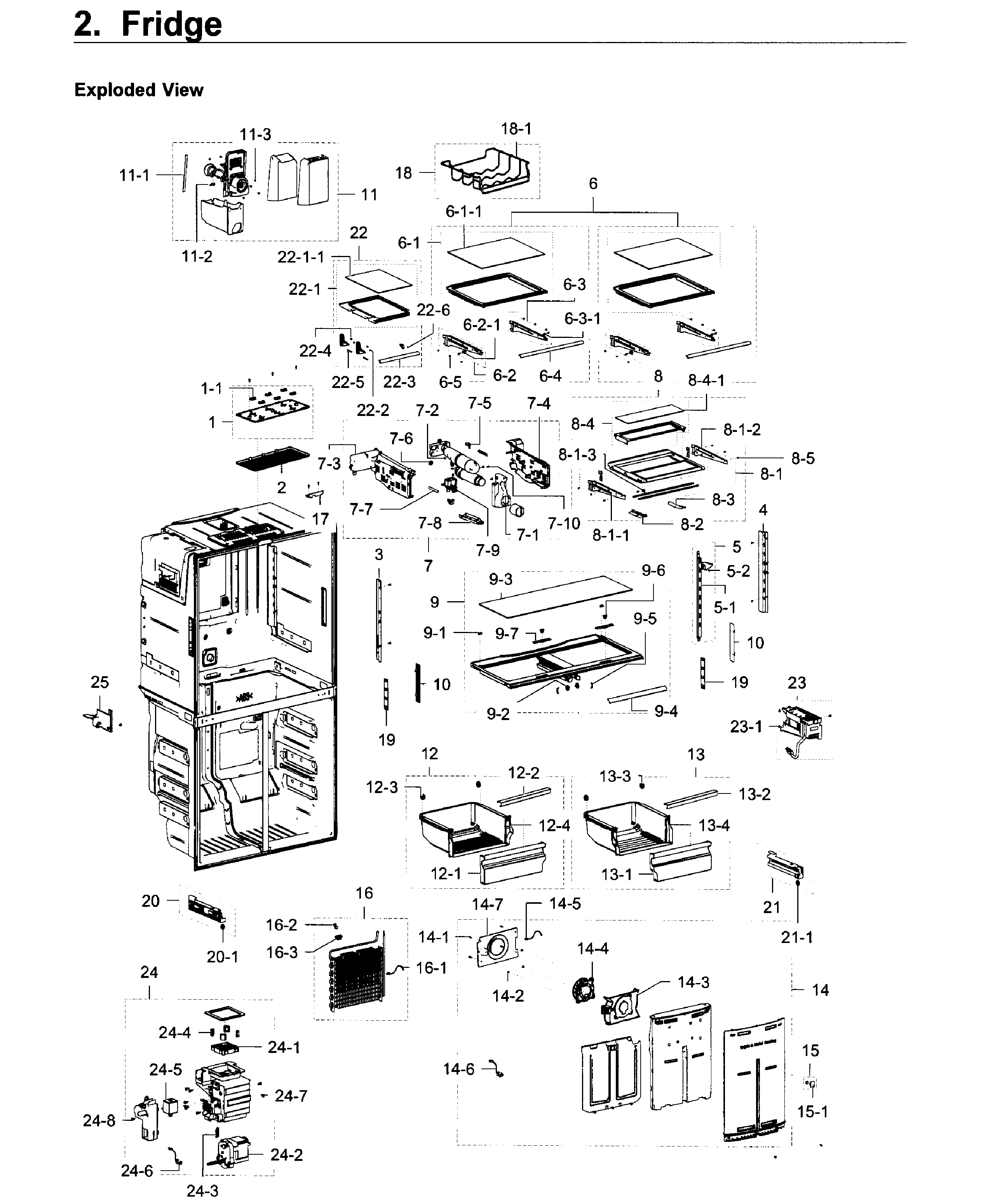 Fridge Diagram and Parts List for RF22K9581SG AA-0001 Samsung Refrigerator