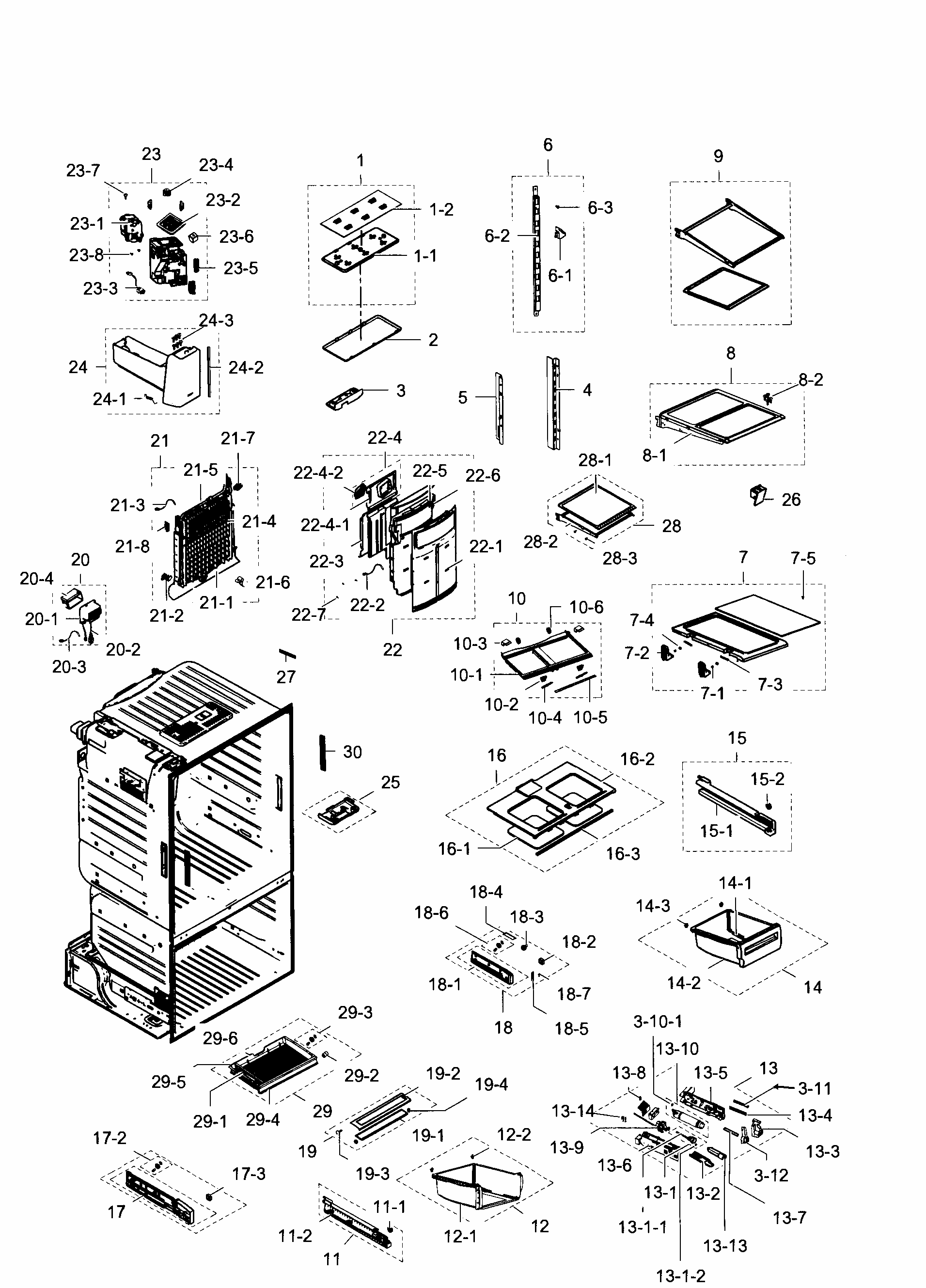 Fridge Diagram and Parts List for RF28HDEDPBC AA-0002 Samsung Refrigerator