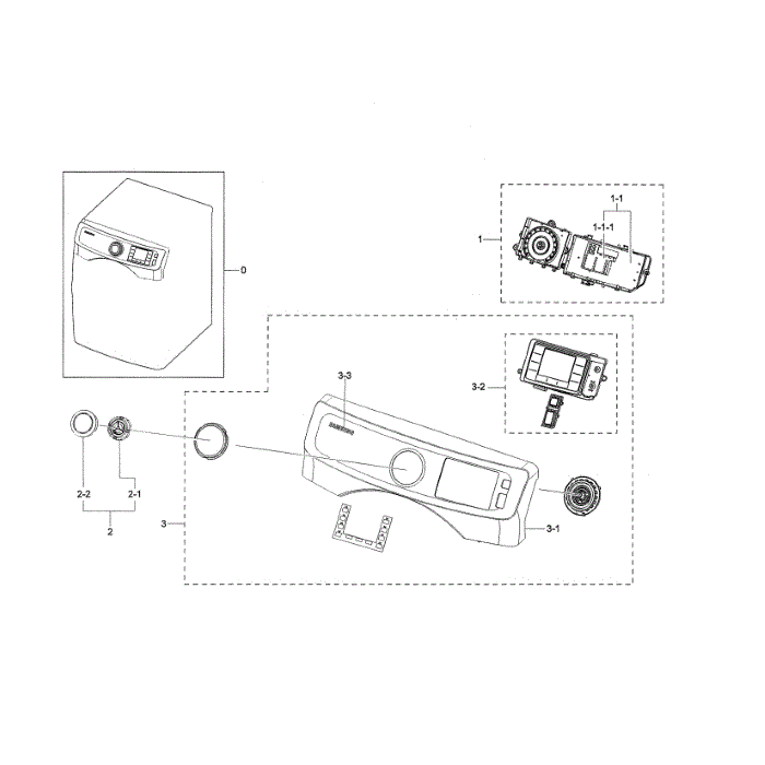 Control Panel Diagram and Parts List for DVG45N5300F A3-00 Samsung Dryer