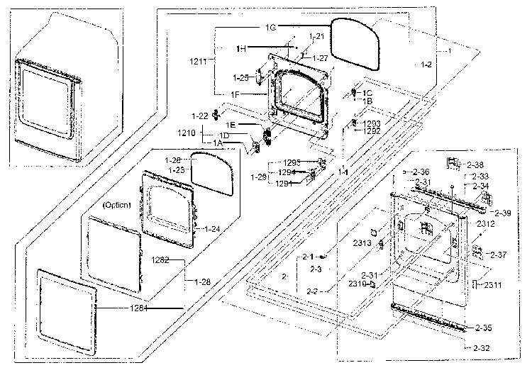 Frame Front & Door Diagram and Parts List for DV400EWHDWR AA-0000 Samsung Dryer