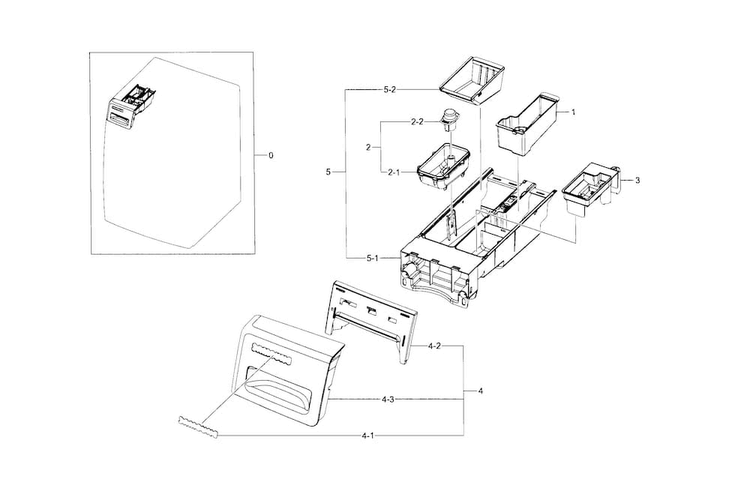 Drawer Diagram and Parts List for WF330ANW XAA-0007 Samsung Washer