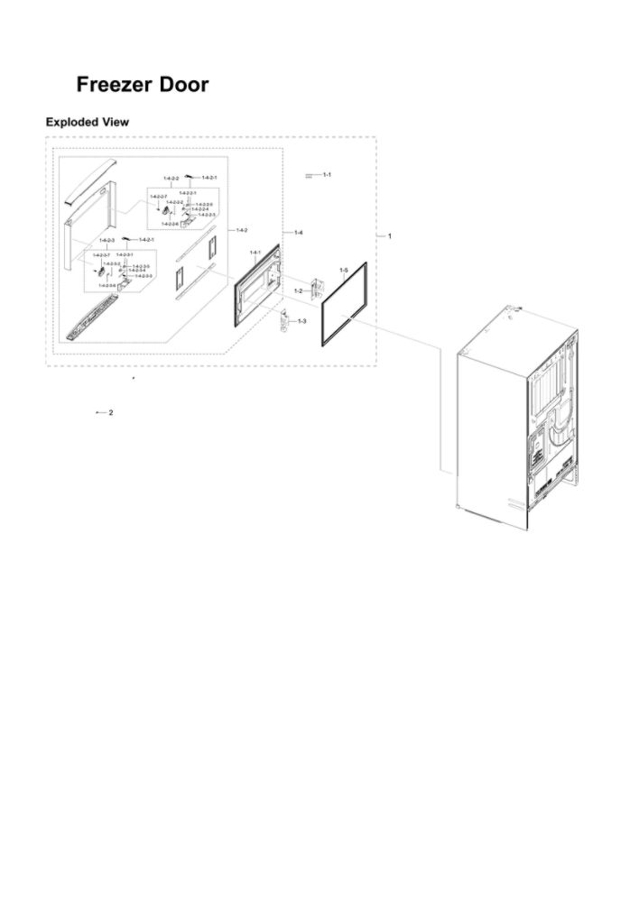 Freezer Door Parts Diagram and Parts List for RF28R7551DT AA-00 Samsung Refrigerator