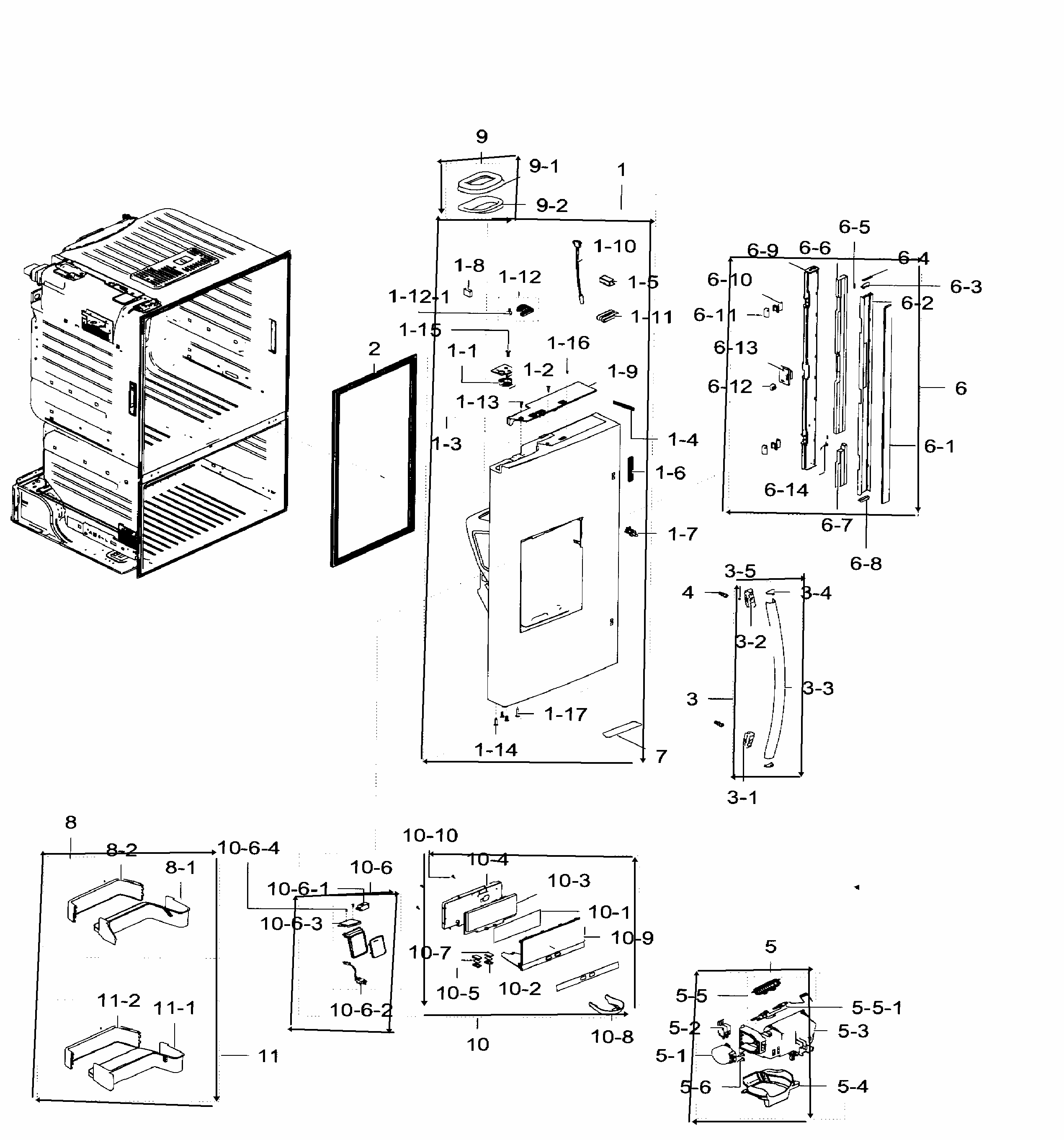 Left Door Diagram and Parts List for RF28HFEDTWW AA-0005 Samsung Refrigerator