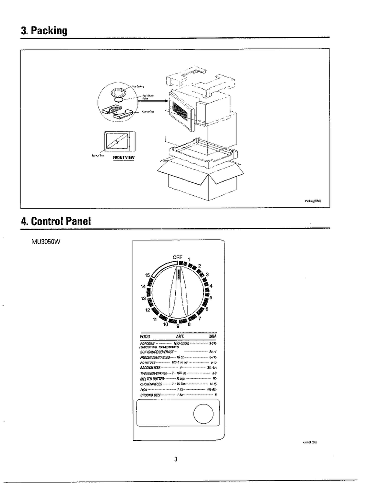 Precaution/specifications Page 2 Diagram and Parts List for MW3050W XAA Samsung Microwave