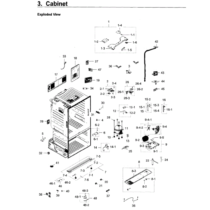 Cabinet Diagram and Parts List for RF28HDEDPBC AA-04 Samsung Refrigerator